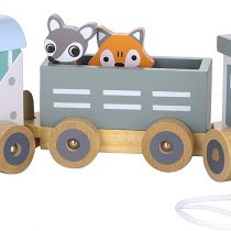 Kindsgut Wooden Train, with Wooden Building Blocks and Zoo Animals, Discreet Colours, Environmentally Friendly Materials and Free from Harmful substances, Stripes
