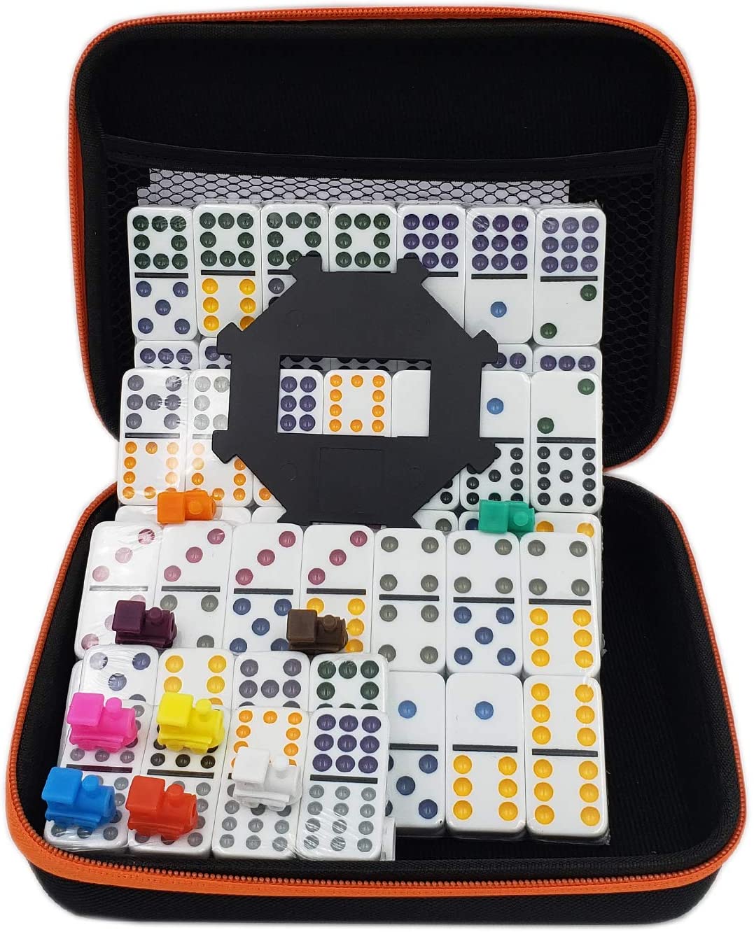 with Instruction Booklet and Score Pads Kalolary Double 12 Mexican Train Dominoes Game Accessories in an Aluminum Case 91 Tiles