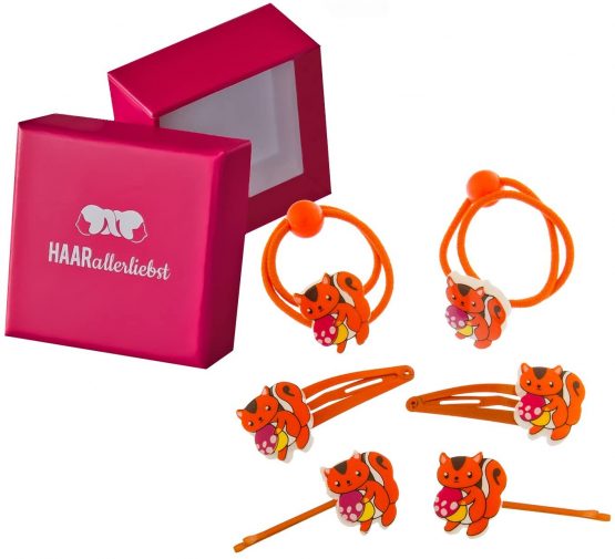 HAARallerliebst 6 Hair Clips Hair Bands Hair Accessories with Orange