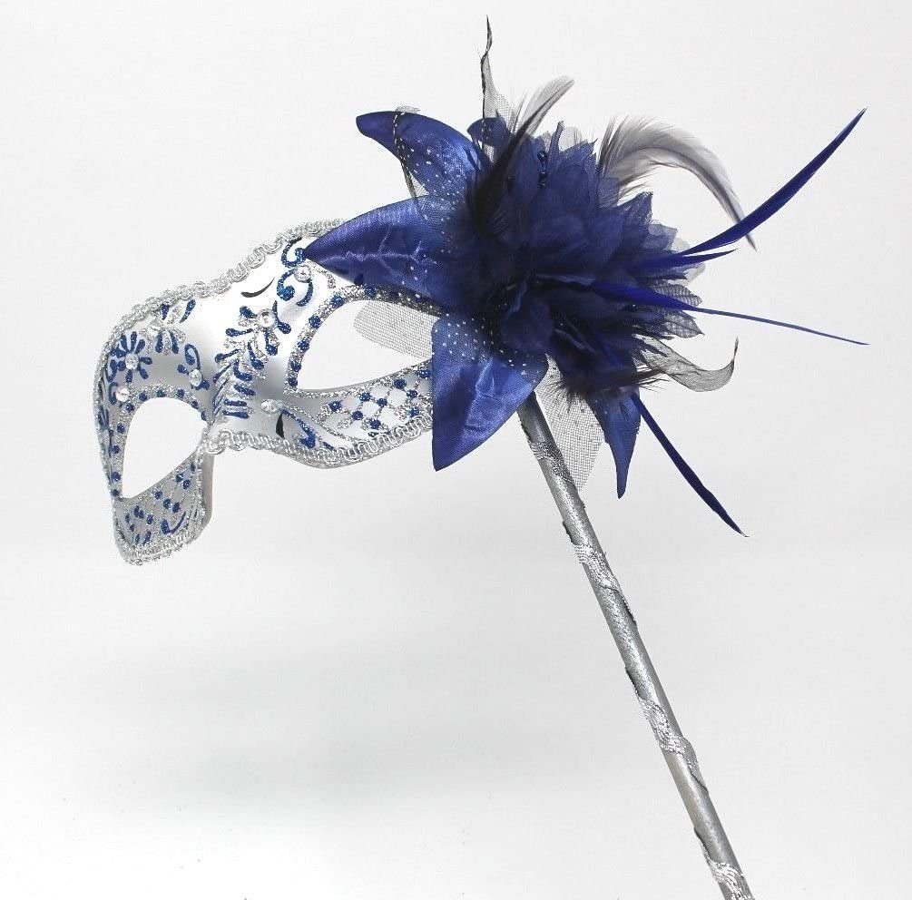 LADIES SPARKLING BLUE & SILVER MASQUERADE CARNIVAL PARTY EYE