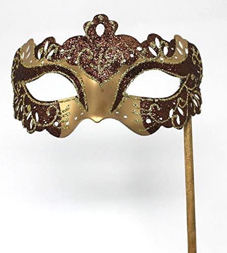 LADIES SPARKLING BROWN AND GOLD RIALTO VENETIAN MASQUERADE CARNIVAL ...