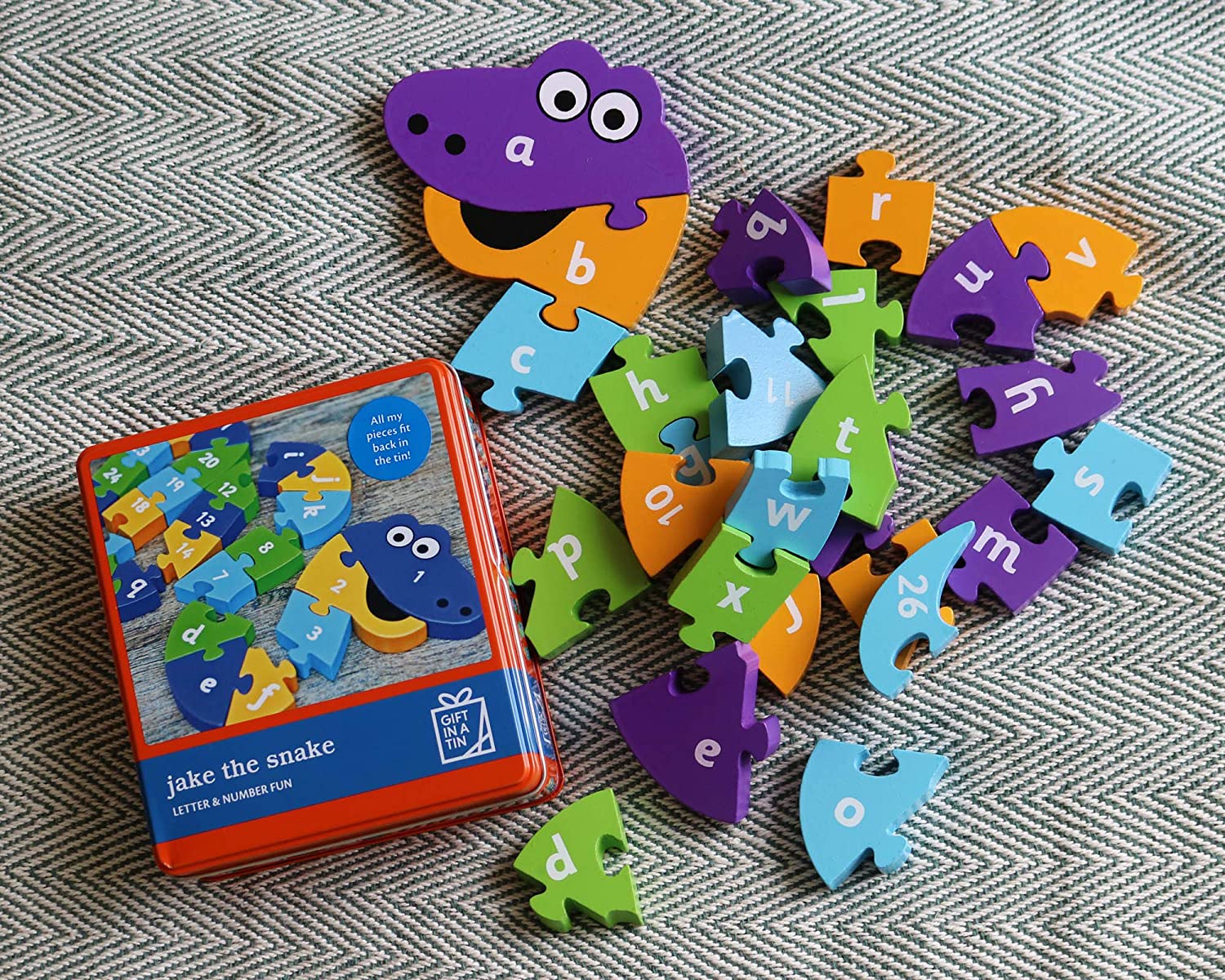 Jake Letters Gift in a Tin Jake the Snake Letter & Number Fun – TopToy