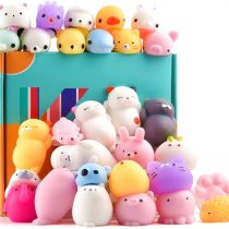 KUUQA 30Pcs Squeeze Animal Toys Squishies Easter Egg Fillers，Cute Mini Panda Cat Rabbit Soft Squeeze Stress Relief Toys for Kids Birthday Party Favors Goodie Bag Stuffers