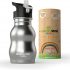[Upgraded] Kids Water Bottle Stainless Steel - 350ml Leak Proof Sports Cap with Straw - Toddler Child Friendly