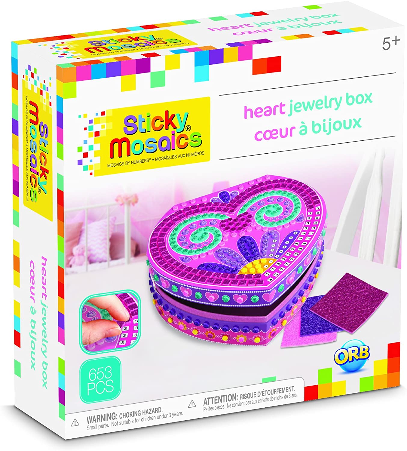 ORB 51099.0 Sticky Mosaics Heart Jewelry Box, Jewellery, Multi TopToy