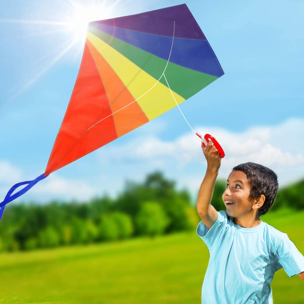 Kids Diamond Kite Childrens Easy Fly Outdoor Garden Flyer Traditional Beach Toy 