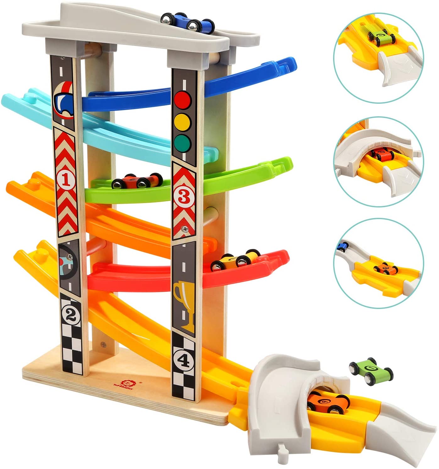 TOP BRIGHT Car Ramp Toy For 3 Year Old Boys And Girls Gift Parking Garage With 