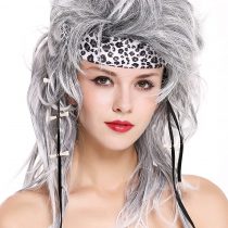 WIG ME UP - 91530 Lady Man Party Wig Halloween wild mottled gray black headband 80s Stone Age Apocalyptic Wasteland Warrior