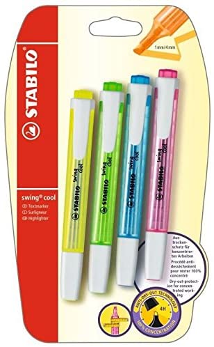 Doorzichtig Speeltoestellen bedrijf Stabilo Swing Cool Highlighter Pens Pack of 4 Assorted Colours – TopToy