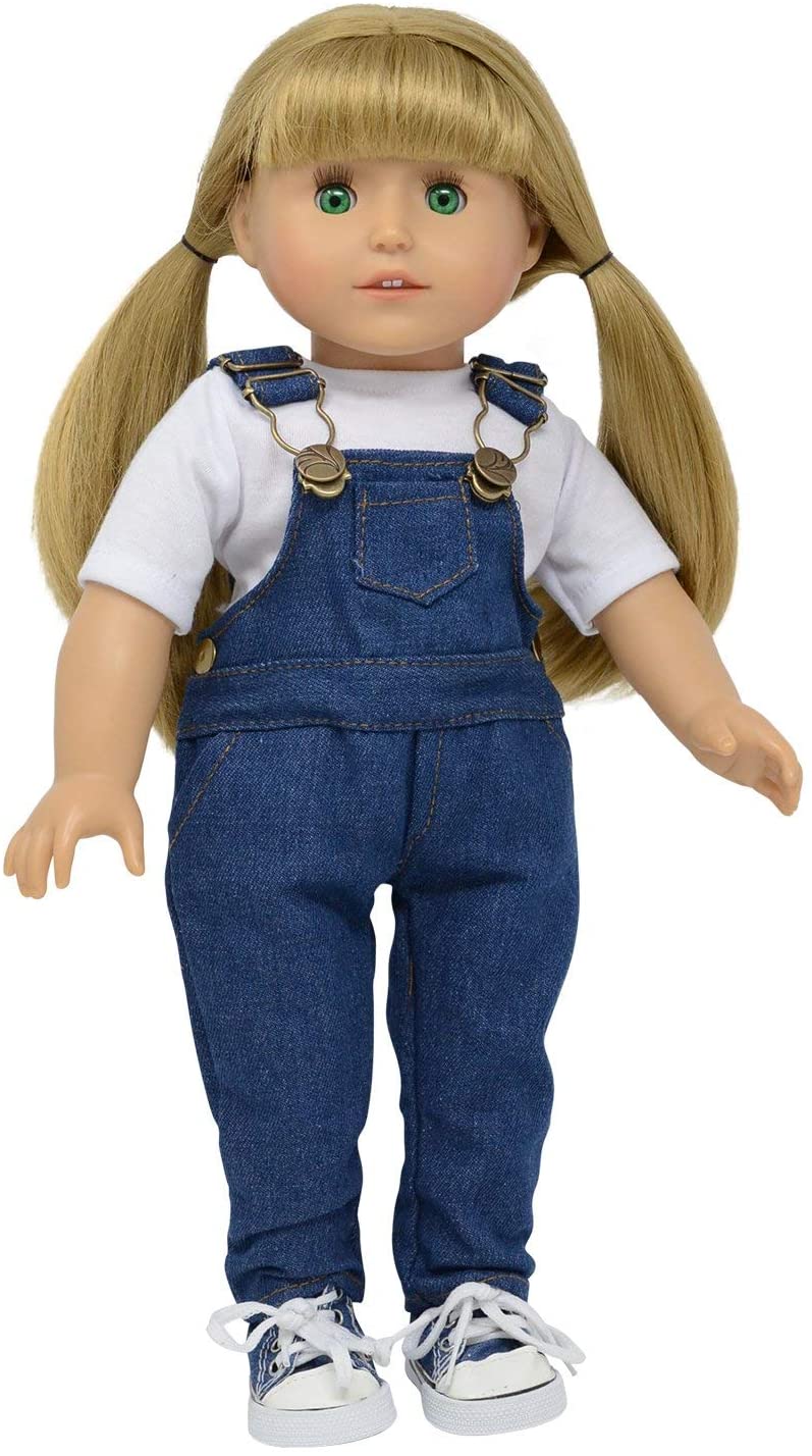 The New York Doll Collection Dark Denim Dungarees (Overalls) fits 18