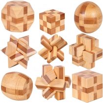 Holzsammlung Set of 9 3D Wooden Puzzles IQ Challenge Brain Teaser Lock Logic Intellectual Educational Toy Jigsaw Puzzle Removing Assembling Diamond Cube for Adult / Kids #23