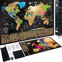 Two Scratch Off Maps - Scratch Off World Map + Europe Map - Deluxe Scratch-Off International Posters with Colourful Countries, Capitals, Cities, Landmarks, Cartography - Travel Gift - Made in Europe