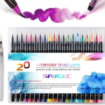 SAYEEC Watercolour Flexible Brush Pens, Set of 20 Premium Watercolour Paint Brush Art Pens with 1 Refillable Blending Brush Soft Flexible Tip for Adult Coloring Books/Lettering Beginner
