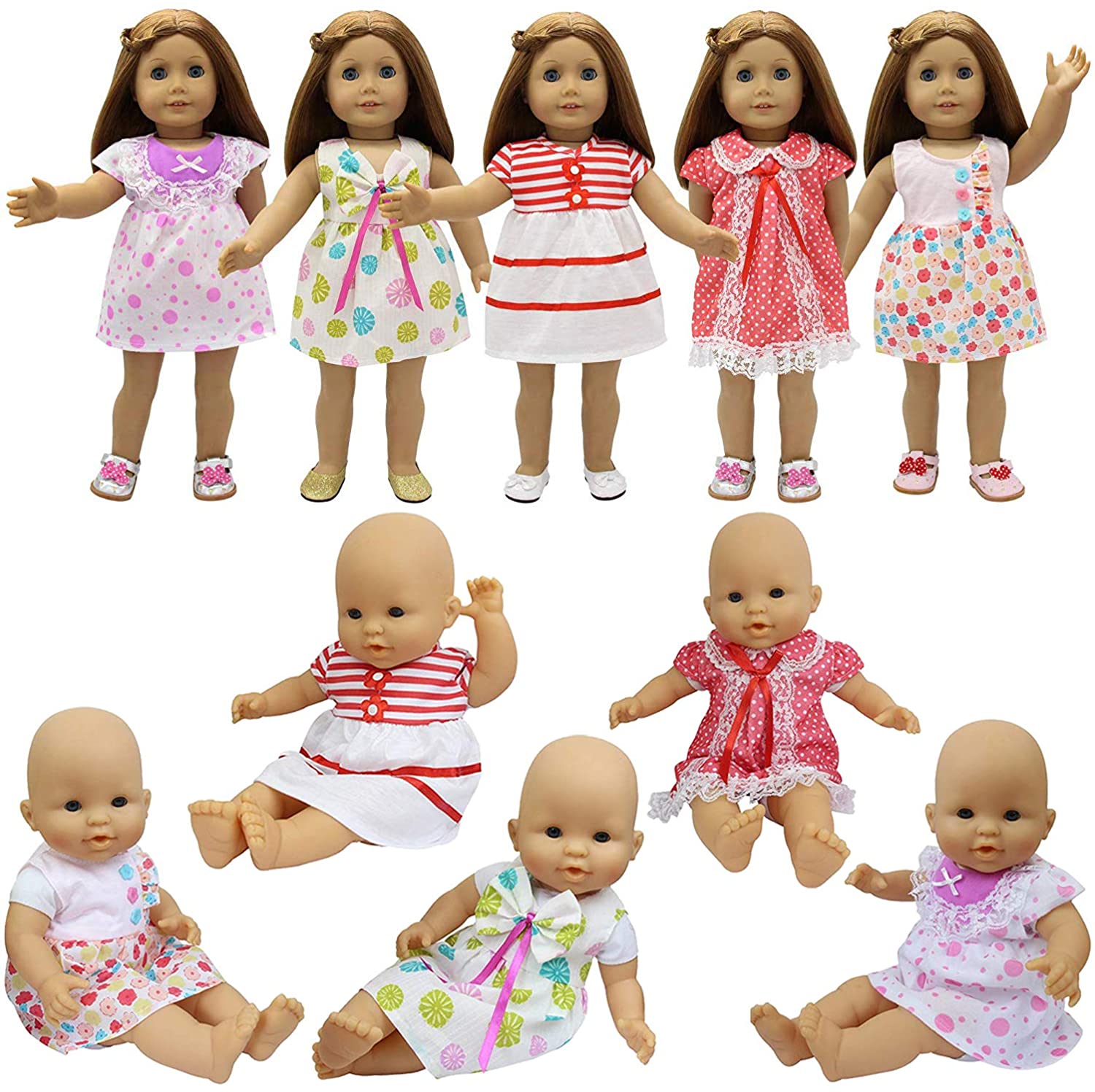 ZITA ELEMENT 5 PCS Fashion Dresses for Baby Dolls Clothes,American