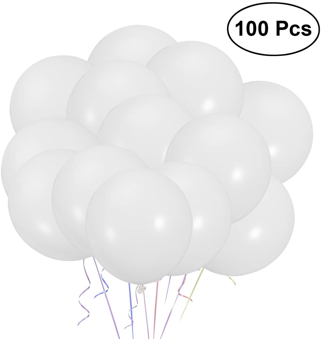 NUOLUX 12″ White Balloon Round Pearl Latex Balloons Decorative for