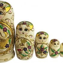 Winterworm Set 7 Pcs Girl with Bild Wooden Stacking Toy Toddler Doll Traditional Russian Nesting Doll Souvenir Handmade Matryoshka Dolls for Kids Gift