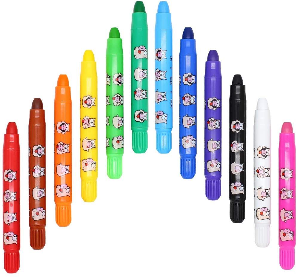Lebze 12 Colours Toddlers Crayons for Kids Ages 24 Non Toxic Crayons