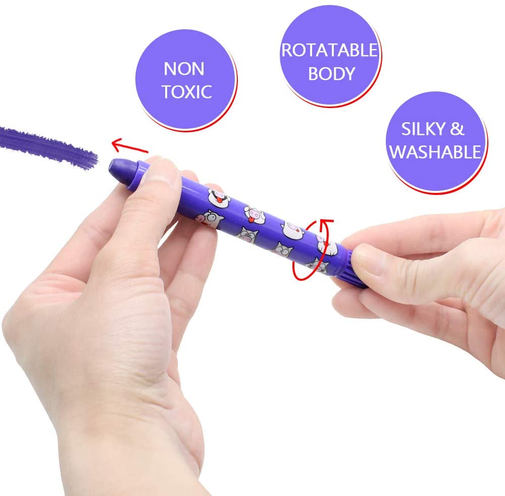 Lebze 12 Colours Toddlers Crayons for Kids Ages 24 Non Toxic Crayons