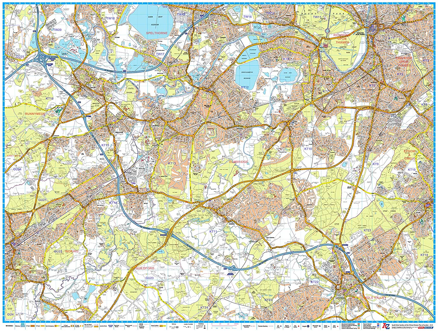 A-Z London Master Plan – South West – 40″ x 30.25″ Laminated Wall Map ...