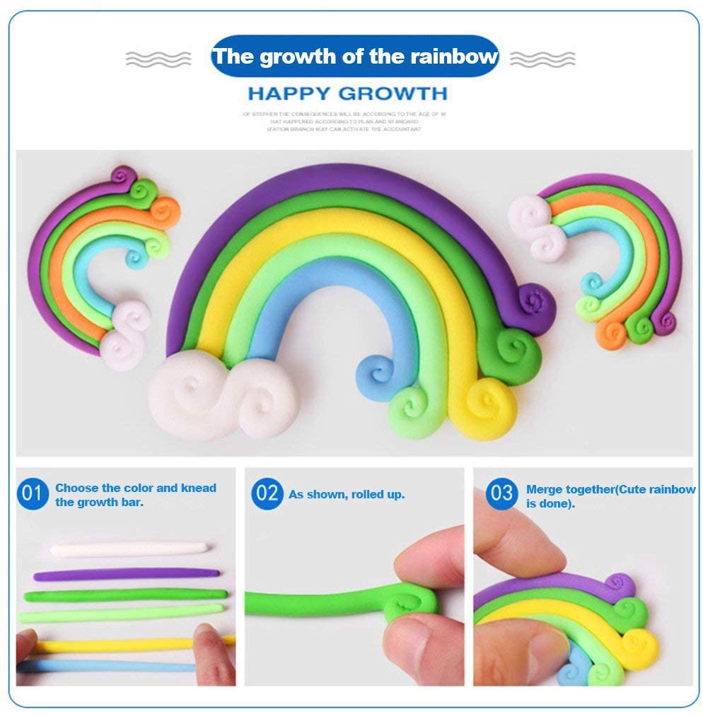 QMAY 24 Colors Air Dry Clay, Magic Clay Ultra Light Modelling Clay Non Toxic, Creative Art DIY Crafts for Kids Boys & Girls - Image 2