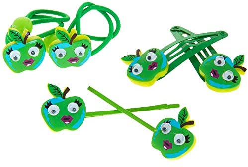 HAARallerliebst Hair Accessories Set (6 Pieces, Green Apples with Googly Eyes) for Children Including Storage Box (Box Colour: White) - Image 2