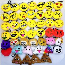 CHSYOO 45 x Mini Emoji Key Chain Diameter 5cm Smileys Plush Keychains for Birthday Kids Party Baby Shower Garden Party