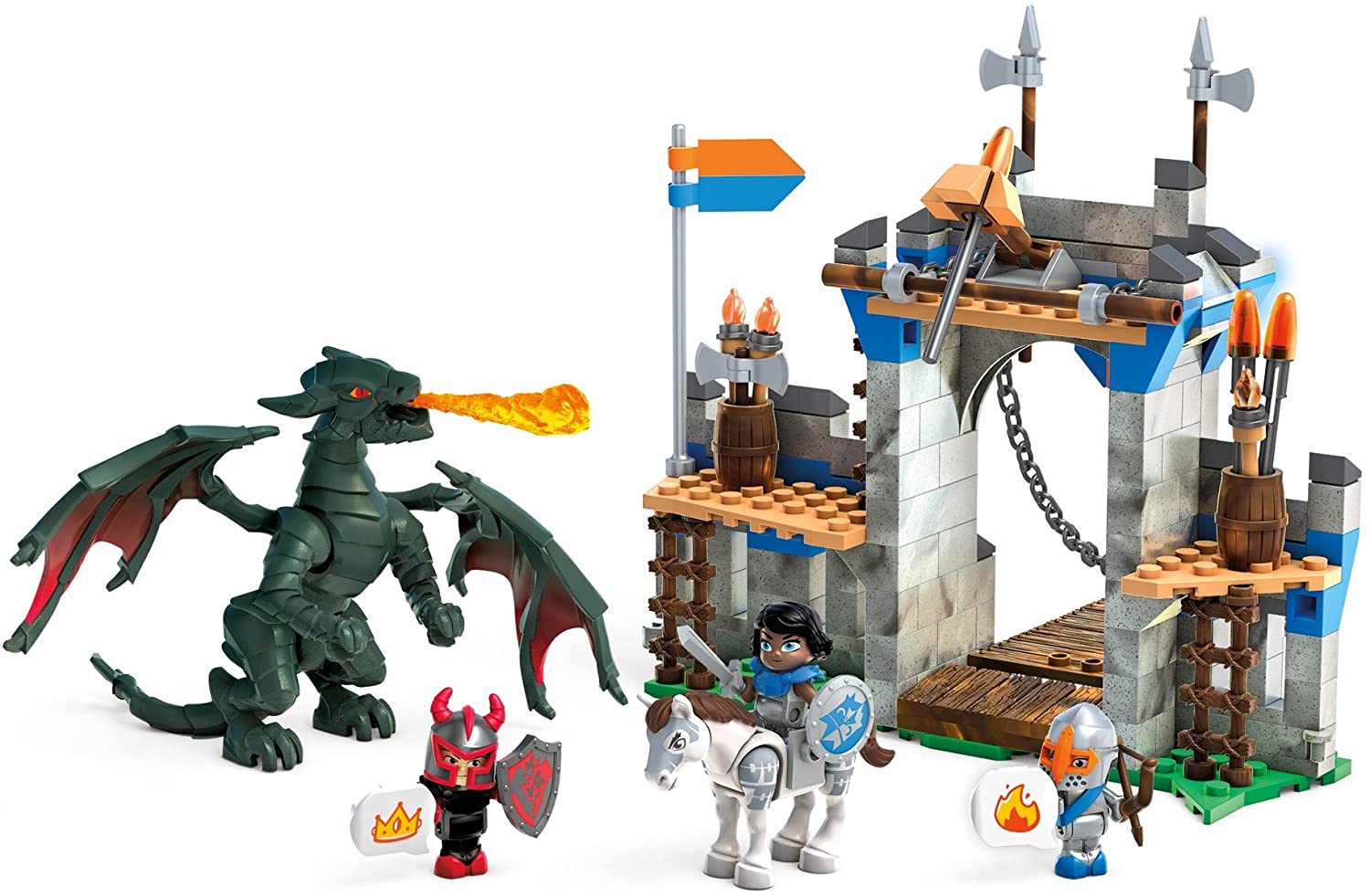 Dragon Castle Clash 238 Piece Toy Playset with 3 Figures Mega Construx World 