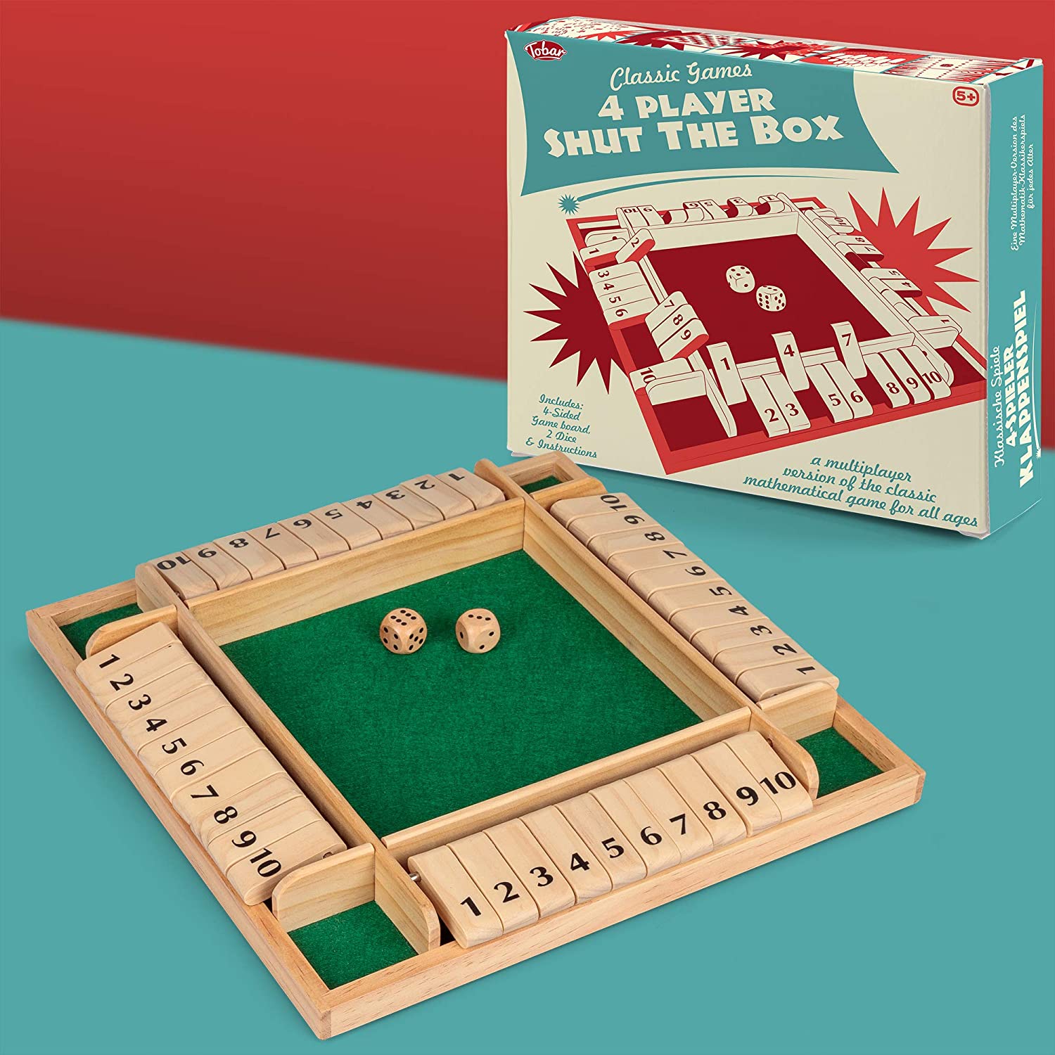 Tobar 4 Player Shut The Box Board Game – TopToy