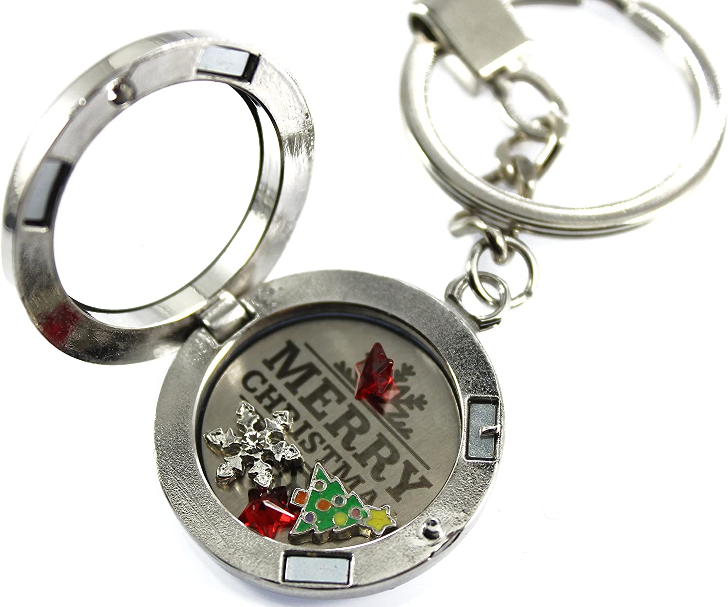 Merry Christmas Keyring, Christmas Floating Locket Keyring Gift, Christmas Keepsake Charm TopToy