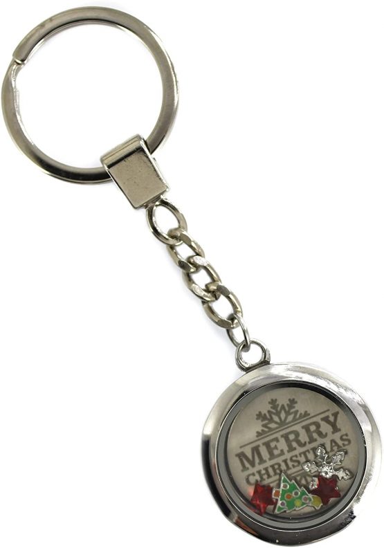 Merry Christmas Keyring, Christmas Floating Locket Keyring Gift