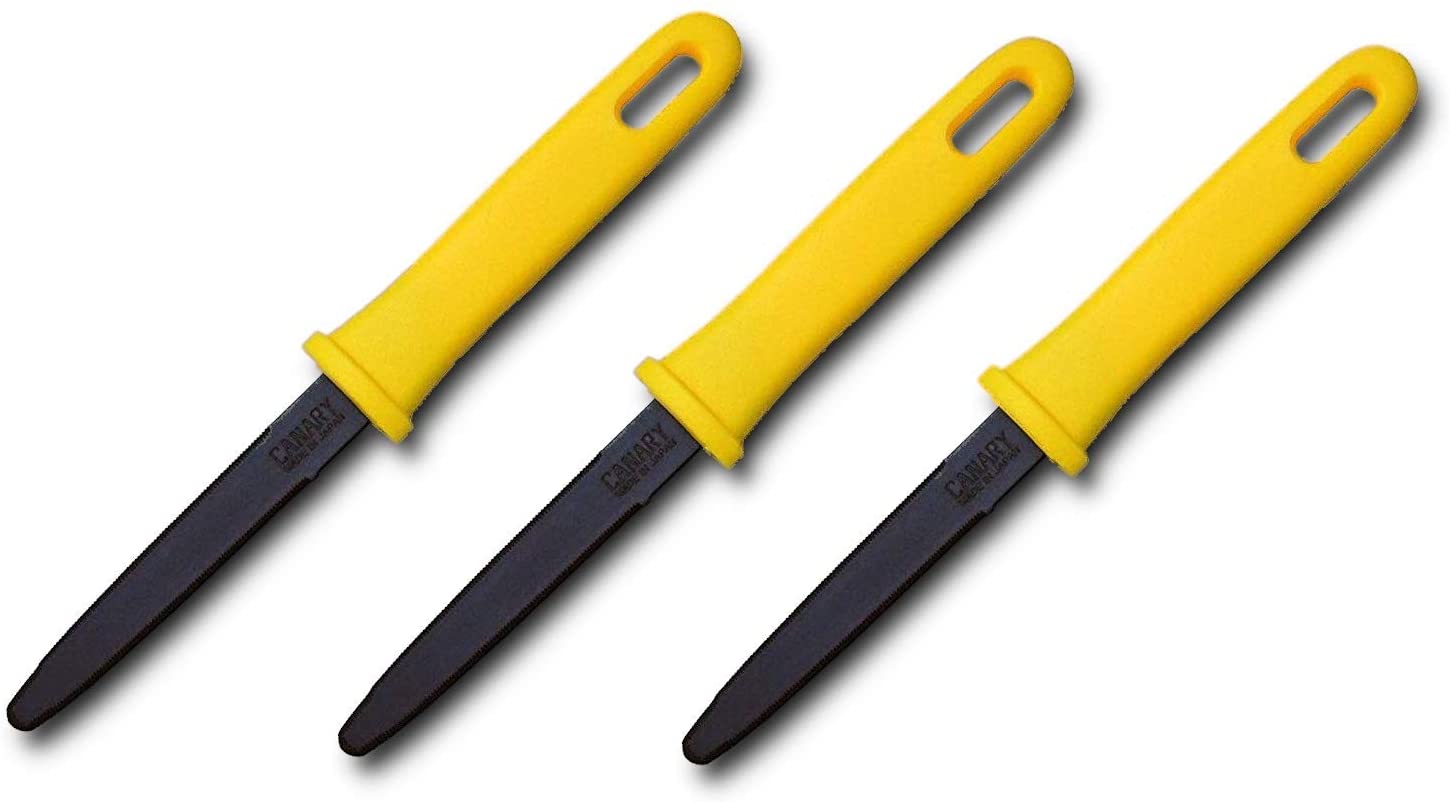 CANARY Corrugated Cardboard Cutter Dan Chan, Safety Box Cutter Knife  [Non-Stick Fluorine Coating Blade], Made in JAPAN, Yellow (DC-190F-1)