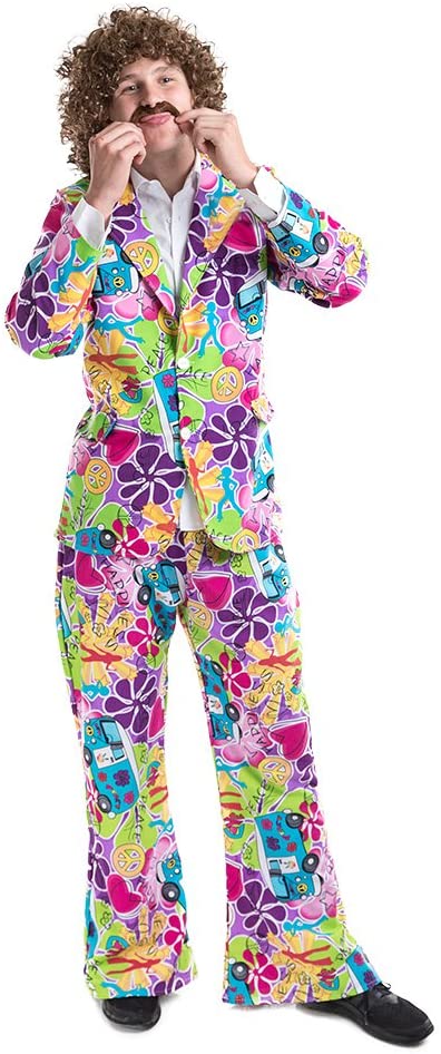 Charm Rainbow Men’s Groovy Hippy Suit 60’s Hippe Psychedelic Man Outfit ...