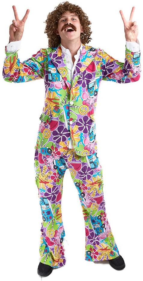 Charm Rainbow Men’s Groovy Hippy Suit 60’s Hippe Psychedelic Man Outfit ...