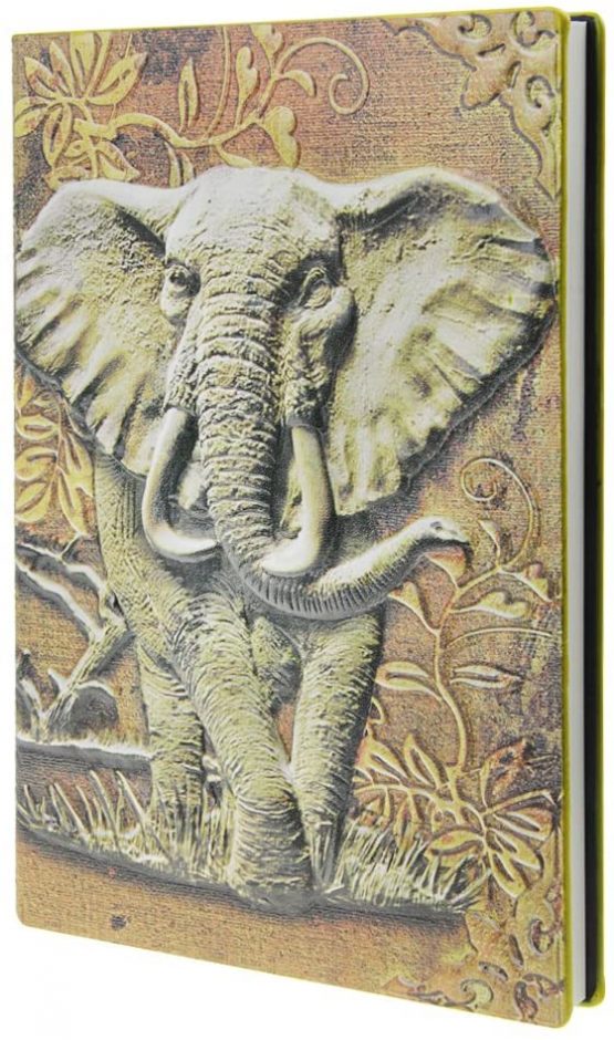 Notebook Classic Retro Style Pu Leather Sketchbook Vivid Elephant Embossed Journal Journal A5