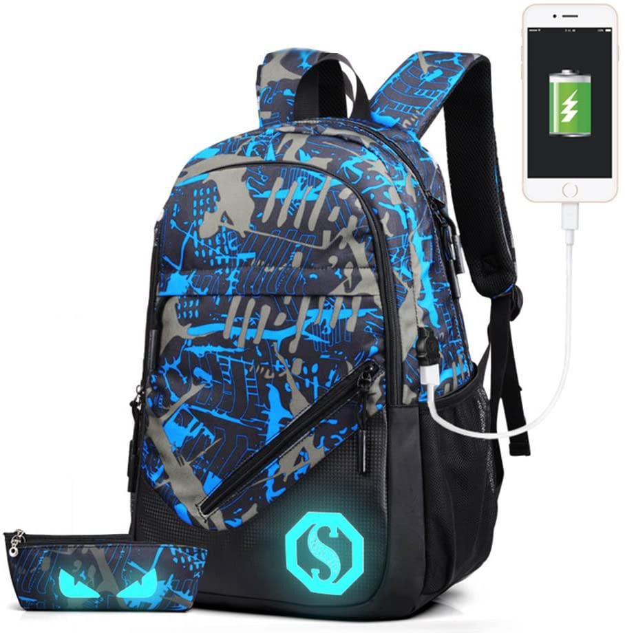 feibi Luminous School Rucksack Casual School Bag Travel Backpack Laptop ...