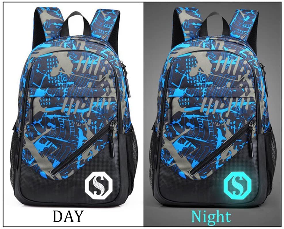 feibi Luminous School Rucksack Casual School Bag Travel Backpack Laptop ...