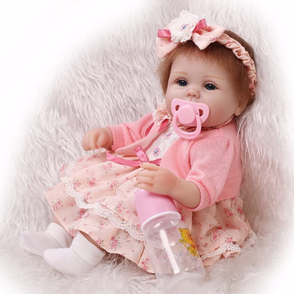 Pinky Lovely Soft Silicone Vinyl 17" 43cm Baby Doll Real Life Like Reborn Realistic Newborn Nurturing Dolls Toy Magnet Pacifier Xmas Gift - Image 2