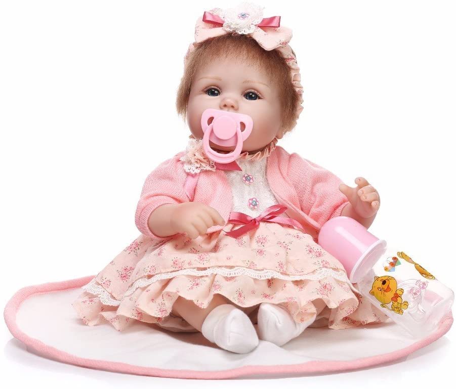 Pinky Lovely Soft Silicone Vinyl 17" 43cm Baby Doll Real Life Like Reborn Realistic Newborn Nurturing Dolls Toy Magnet Pacifier Xmas Gift - Image 4