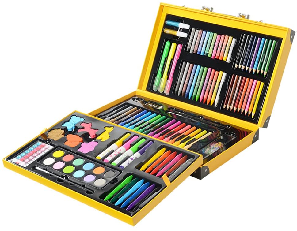 KIDDYCOLOR 159pcs Deluxe Art Set for Kids in Colorful Paper Case