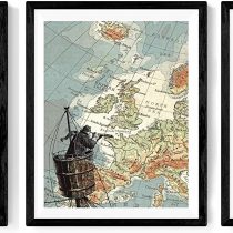 PACK of sheets to frame TRAVELING THROUGHOUT THE WORLD. Posters with map images. Home decoration. Sheets to frame.