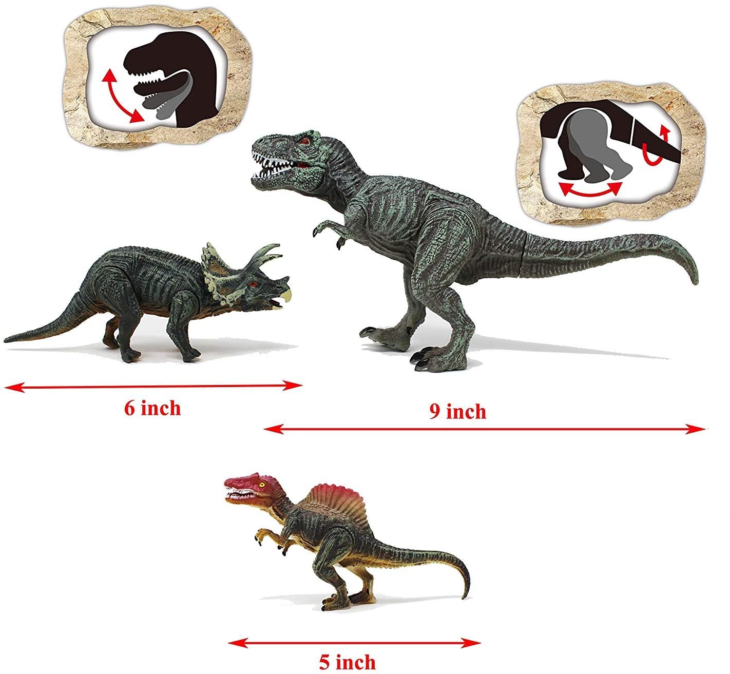 JOYIN 18 Pieces 6″ to 9″ Educational Realistic Dinosaur Figures