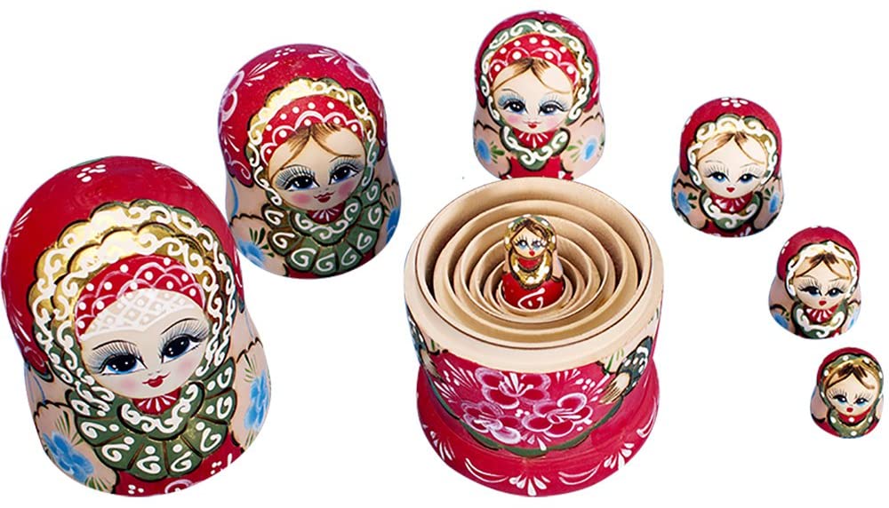 YAKELUS 7pcs Russian Nesting Dolls Matryoshka Handmade 7022 TopToy