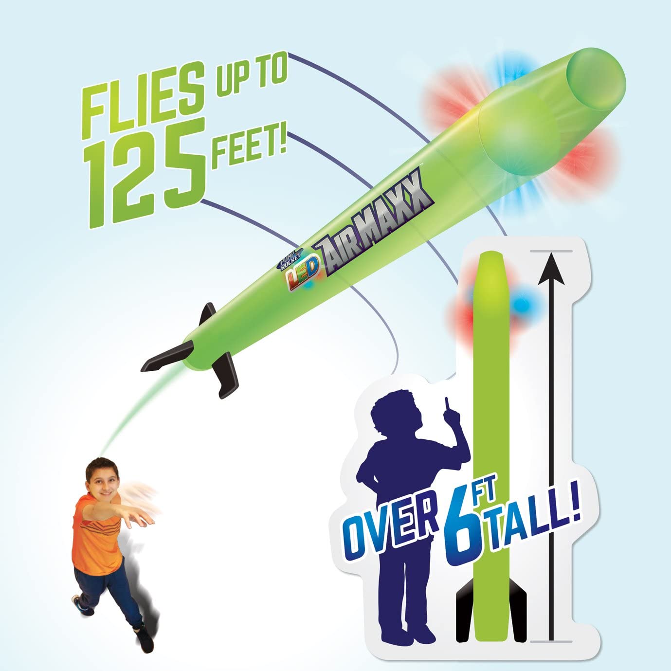 Geospace LED Air Maxx Giant 6 Foot Tall Inflatable Rocket, Green ...