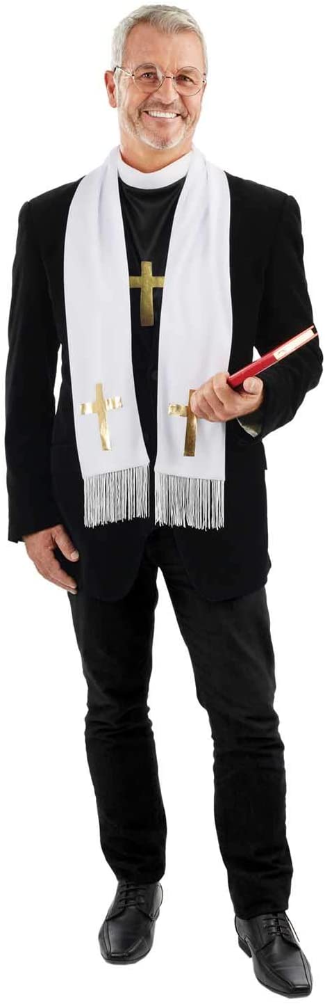 fun shack Mens Vicar Kit Costume Adults Religious Holy Priest Accessory  Outfit