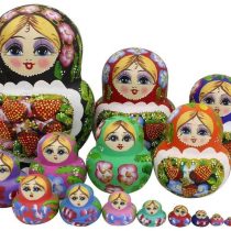 Set of 15 Pastoral Style Strawberry Colorful Wooden Stacking Toy Toddler Toys Handmade Russian Nesting Doll Kids Toy