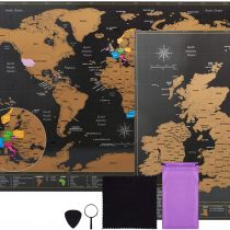 World Map Travel Gift | A3 Scratch Off Map | Map of the World Poster + BONUS A4 UK Scratch off Map | Map of Countries Visited with Accessories Kit and Gift Tube | Cartographic Design by Atlas&Green