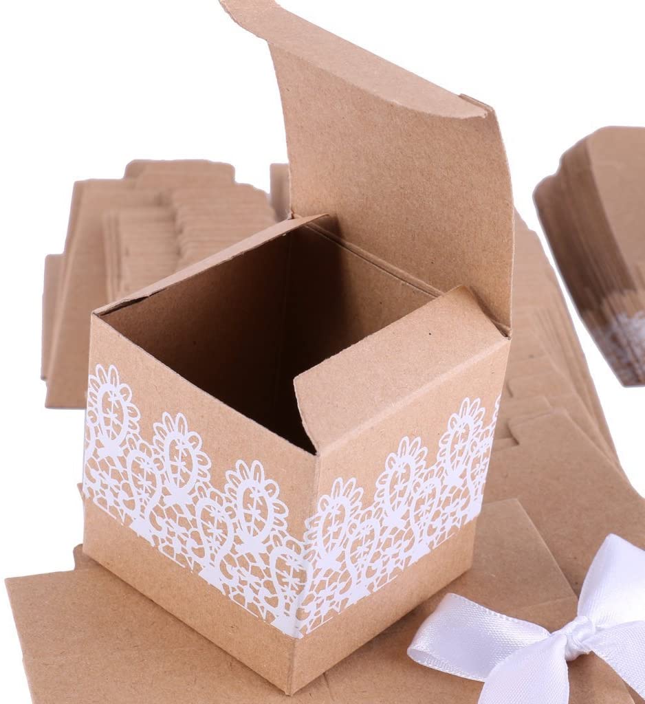 Veewon 50pcs Rustic Lace Vintage Candy Gift Boxes Shabby Chic Wedding ...