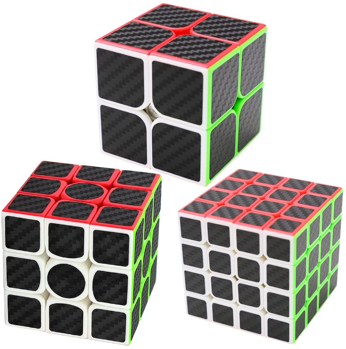 Coolzon 2x2x2 Puzzle Magic Cube Speed Cubes Twist Toys Carbon Fiber Sticker 