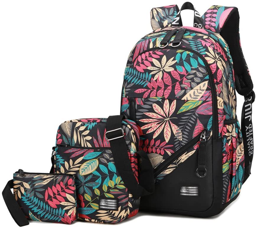 YoungSoul Canvas Backpack & Shoulder Bag & Pencil Bag – Patterned ...