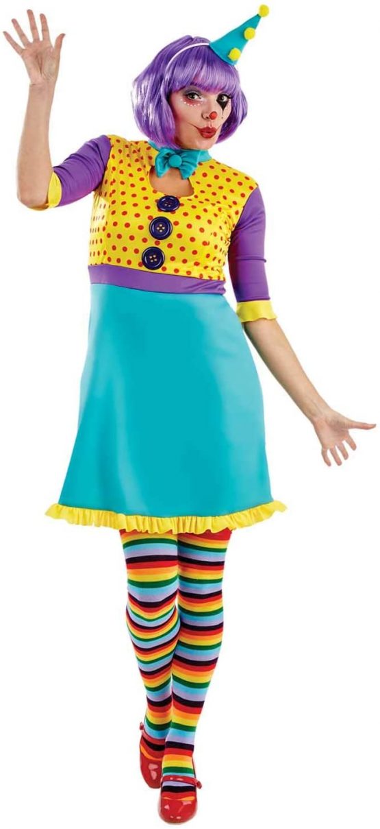 Womens Clown Costume Adults Fun Party Circus Carnival Dress Outfit – TopToy